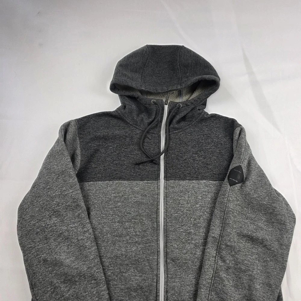 The North Face Hoodie Mens Large Gray Full Zip Sherpa Fleece Colorblock